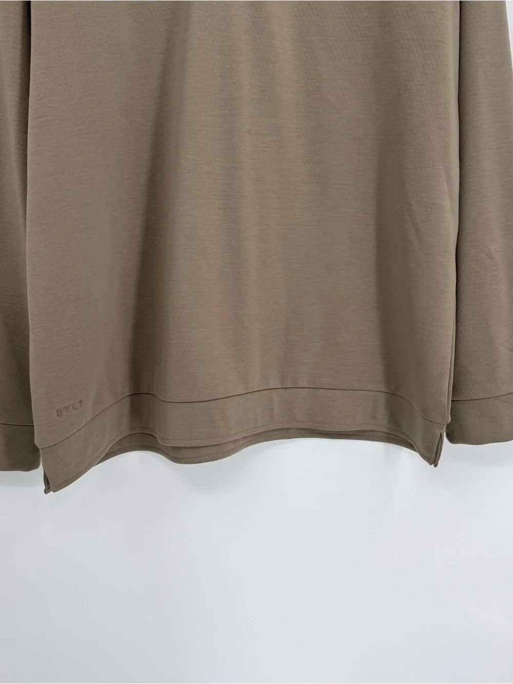 BYLT Premium Basics Pullover XL Taupe 1/4 Snap Waffle Lined Athleisure Golf.
